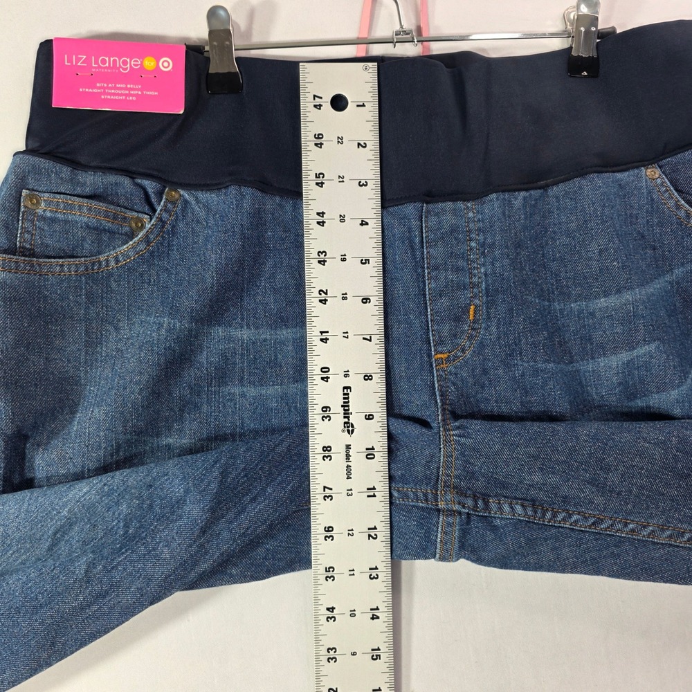 Liz Lange Target Maternity Jeans Blue Straight Leg Belly Panel Size 14 NWT - Picture 4 of 15